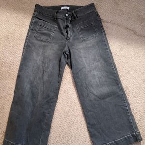 Wide aleg Crop Black wash jeans
